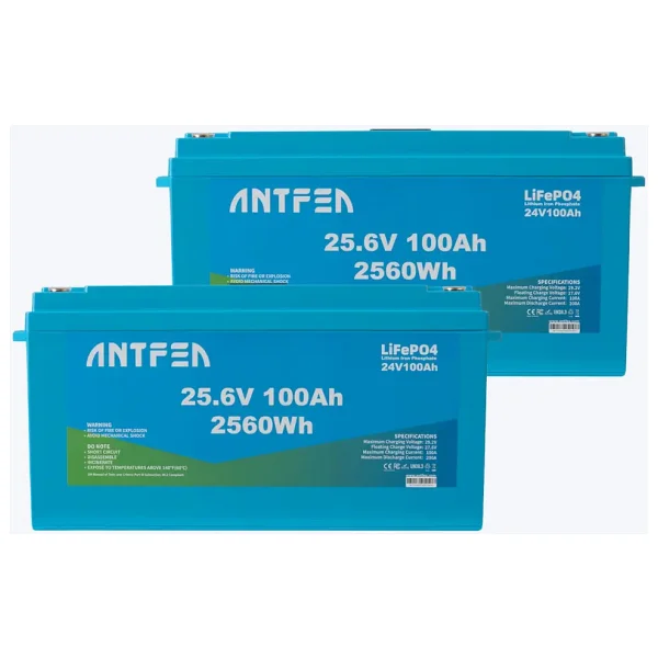 Antfea 25.6 V 100 Ah LiFePo4 ALityum 2 Adet Akıllı Solar Akü