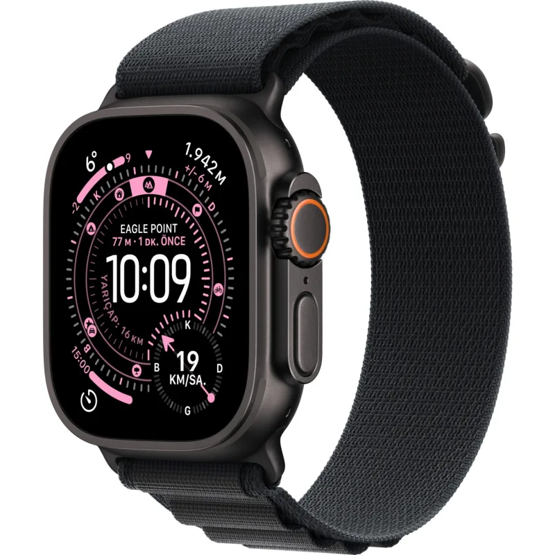 Apple Watch Ultra 3 GPS + Cellular 49mm Siyah Titanyum Kasa ve Siyah Alpine Loop Kordon Akıllı Saat