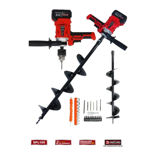 Daflong DFL-105 Premium 2In1 Set Şarjlı Toprak Burgu Makinesi