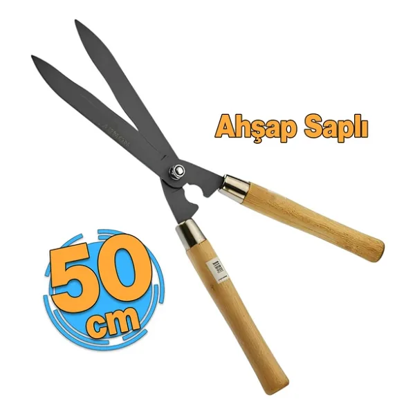 Eğri Çim Budama Makası Çalı Çimen Biçme Kesme Makas 50 Cm Keskin Metal Bıçkı 1 Adet