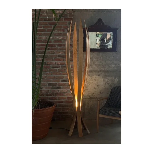 Fagus Wood ''hedra Lambader, Iskandinav Tarzı Ahşap Lambader, Dekoratif Yer Lambası, Modern Salon Aydınlatma'' Meşe