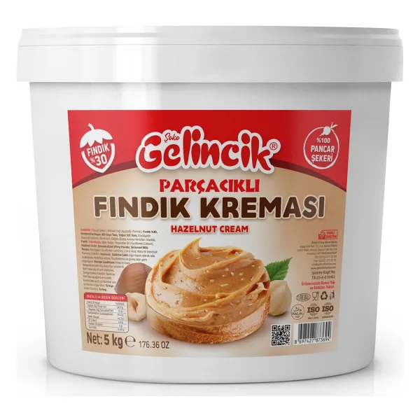 Gelincik Kahvaltılık Sürülebilir Doğal Katkısız Özel Üretim Ekstra Parçacıklı Fındık Kreması 5 KG