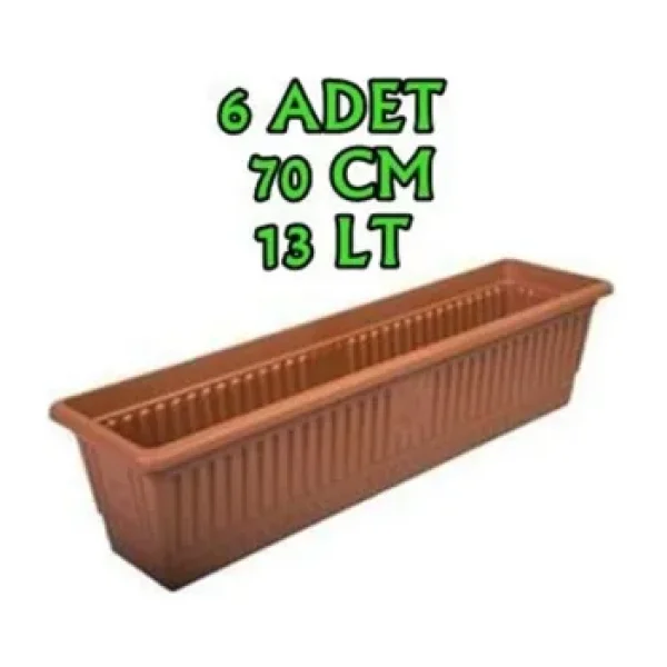 Hak Plastik 6 Adet Balkon Saksı Büyük Boy 13 Lt 70CM Büyük Boy