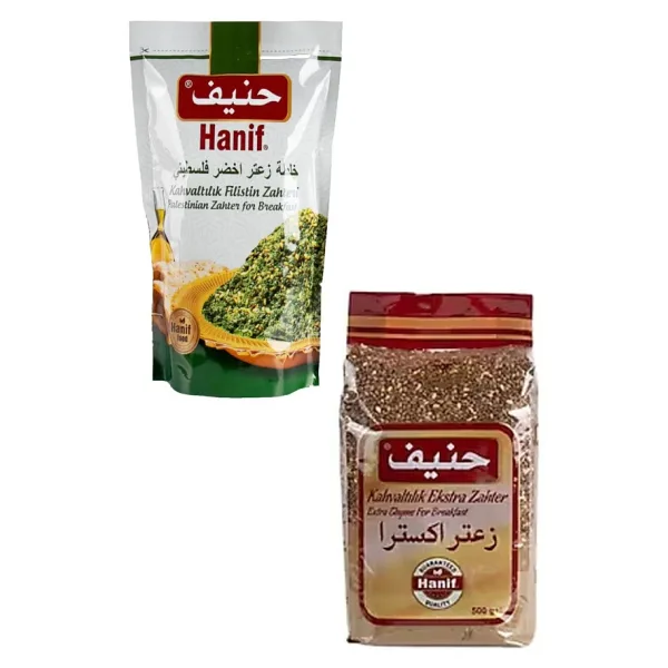 Hanif Kahvaltılık Yeşıl Zahter 400 Gr+ Hanif Kahvaltılık Ekstra Zahter 500 Gr