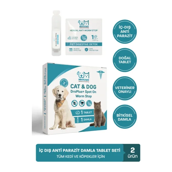 Kedi Iç Dış Bitkisel Parazit Iç Dış Damlası Köpek Iç Dış Anti Parazit Bit Pire Kene Damla Seti