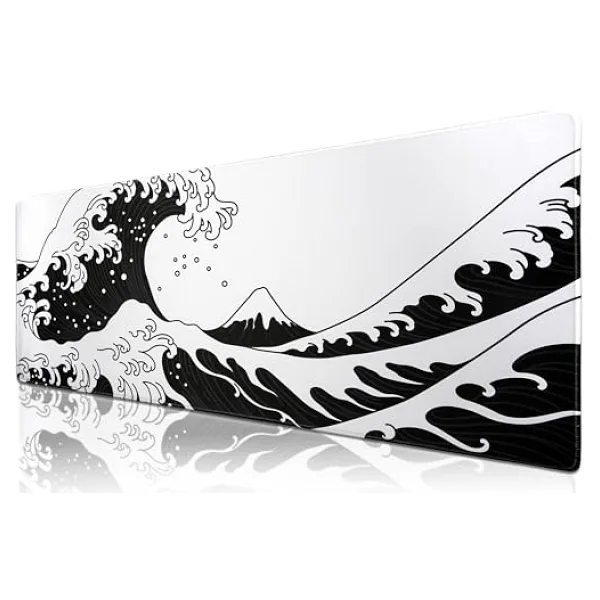 KLASSE PRO - 10 Farklı Model Dikişli Kenar 90x40 cm Oyuncu Gaming Mouse Pad (Oki Nami Ura, 90x40 cm)