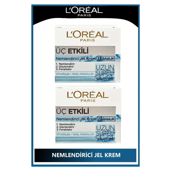 L'Oreal Paris 3 Etki Nemlendirici Jel Krem 50 ml x 2 Adet