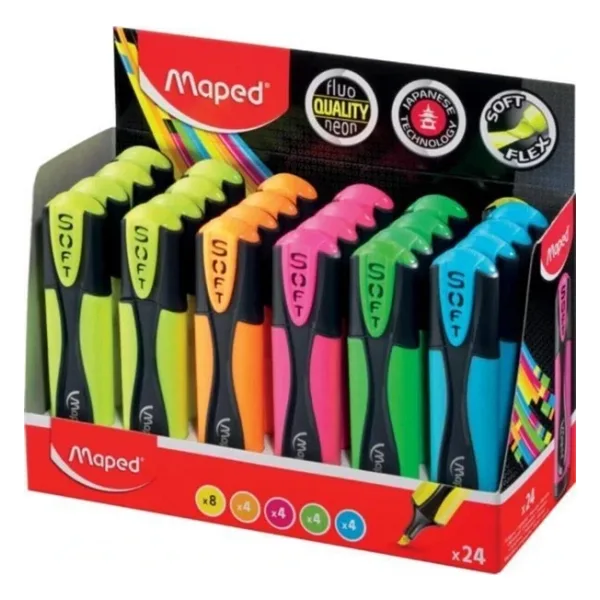 Maped Fosforlu Kalem Ultra Yumuşak Uç Karışık Fosforlu İşaret Kalemi (24 Lü Paket)