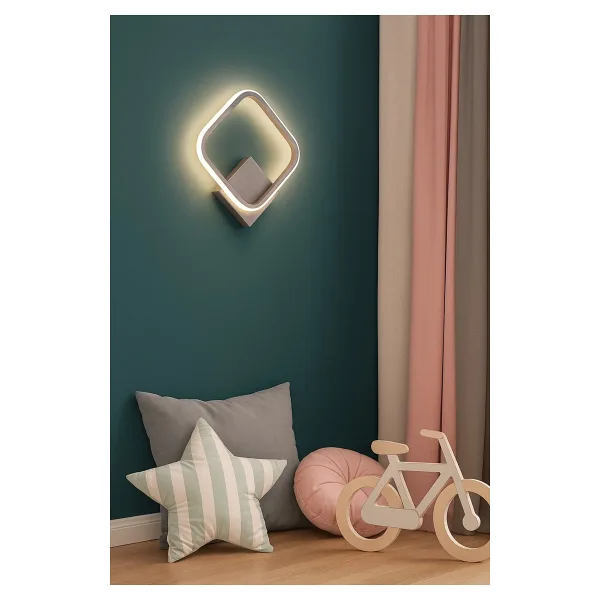 Modavize Nemo Modern Tasarım Gri Renk Gün Işığı Ledli Banyo - Mutfak - Salon Ledli Duvar Tekli Aplik
