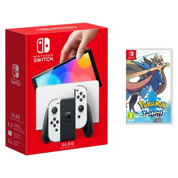 Nintendo Switch OLED Beyaz Yeni Nesil Konsol 64GB + Pokemon Sword Oyunlu Bundle