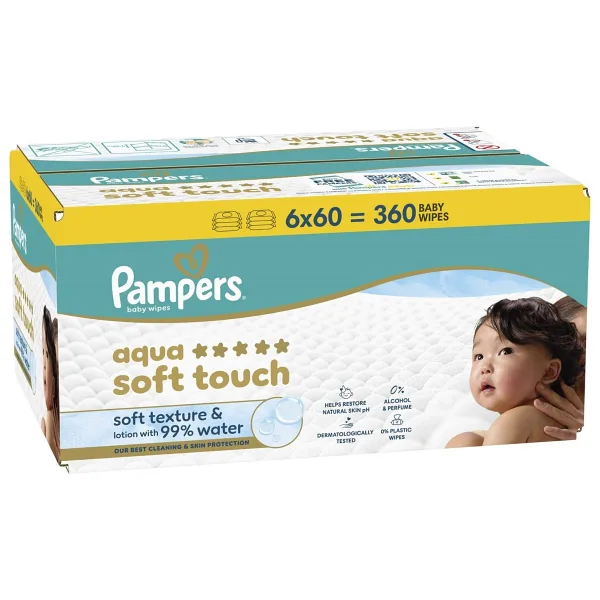 Prima Pampers Aqua Soft Touch 60 Yaprak 6'lı Paket Islak Mendil
