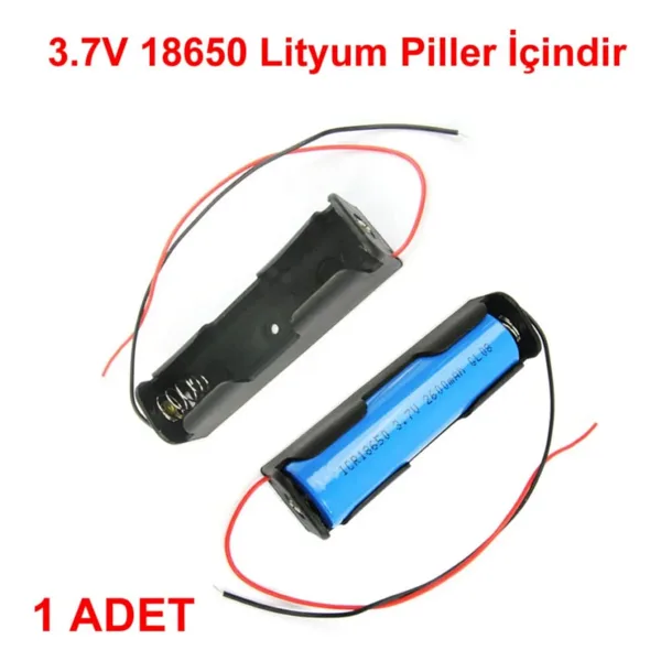 ROBİZ Tekli 1 li 18650 Pil Yuvası Kablolu Tutucu 3.7V Pil Şarj Kutusu