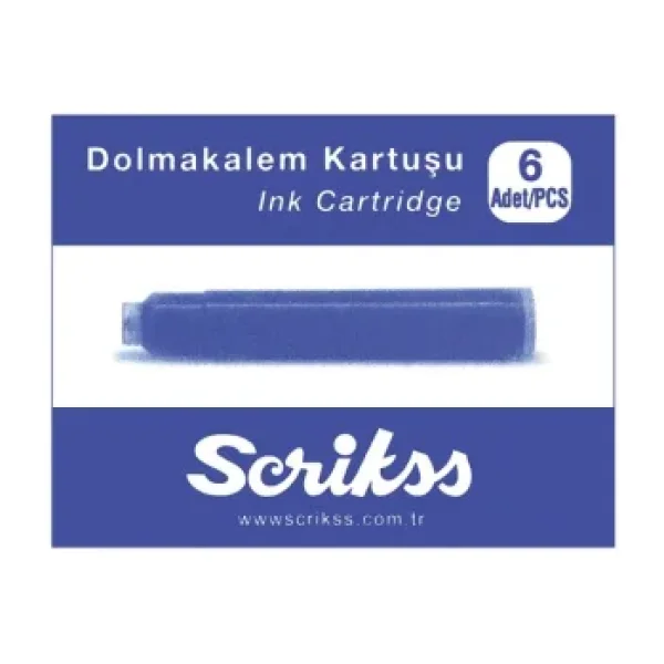 Scrikss 6'Lı Dolma Kalem Kartuşu - Mavi