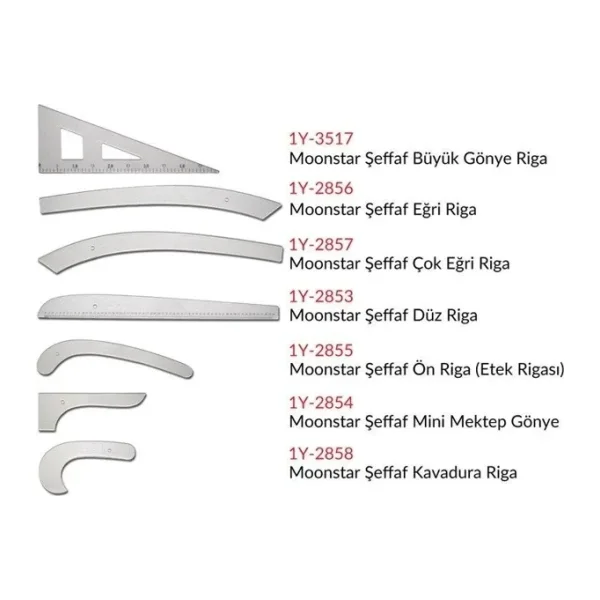 Şeffaf Plastik Riga Cetvel Takım (7 Parça)