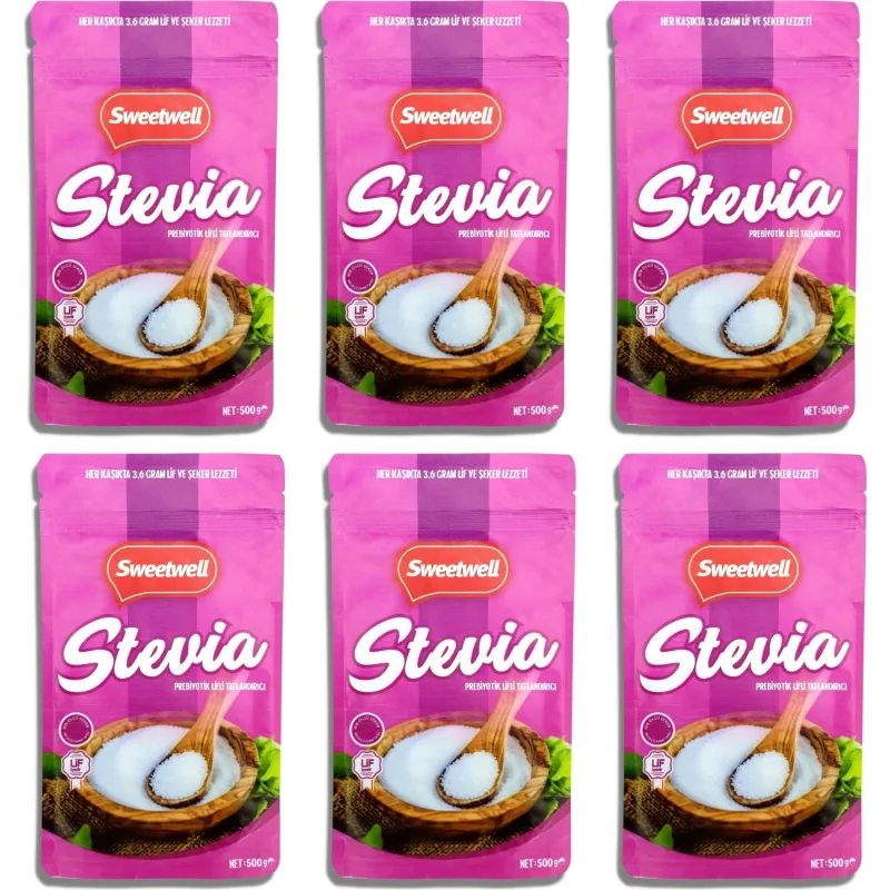 Sweetwell Stevia Prebiyotik Lifli Toz Sofralık Tatlandırıcı 500 gr x 6 Adet