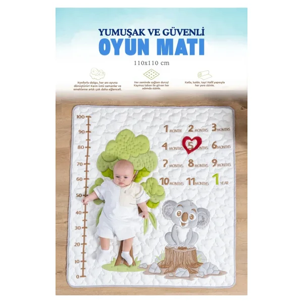VİSCOTEX Yumuşak ve Güvenli Oyun Matı, Oyun Halısı, Kaydırmaz Taban, 110x110 cm