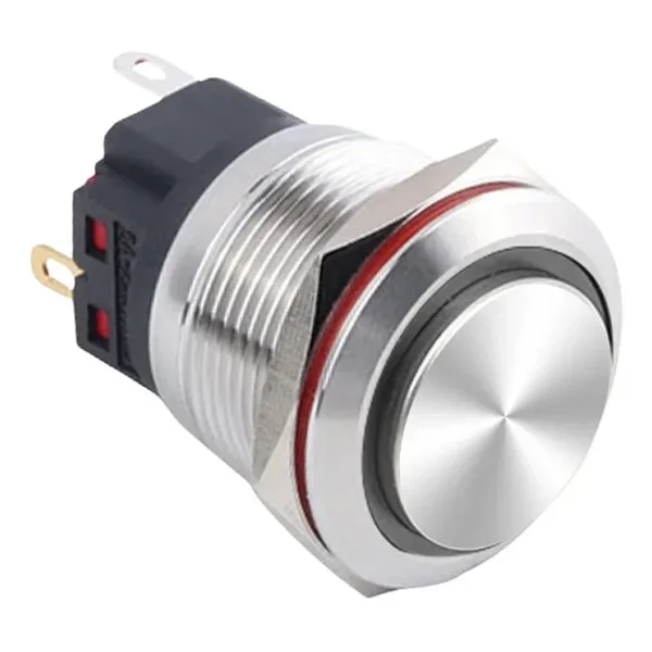 WD22B-G1Z-E 22mm Çıkık Anahtarlı Işıklı Metal Buton - Beyaz
