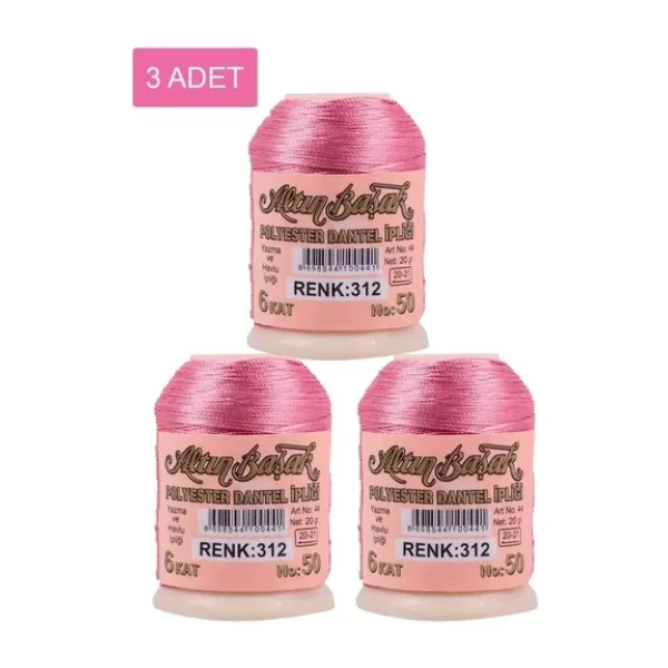 3 Adet Altınbaşak Oya ve Dantel İpi 20 gr - Royaleks - No: 312