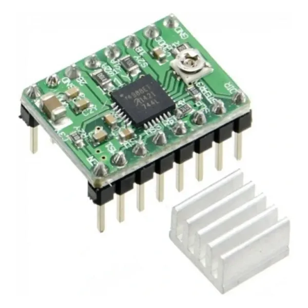 A4988 Step Motor Sürücü Kartı 2A Yeşil + Soğutucu