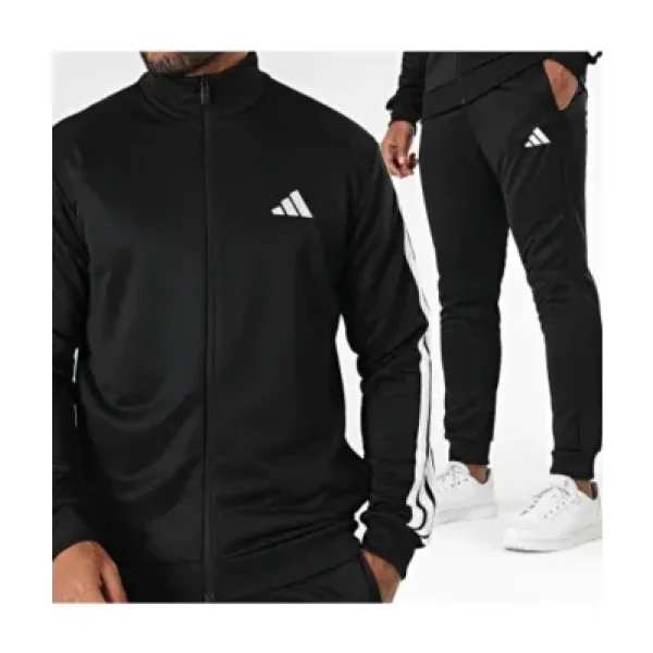 Adidas Sportswear Basic 3-Stripes French Terry JC5375 Siyah Erkek Eşofman Takımı