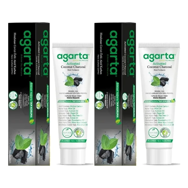Agarta Doğal Diş Macunu 100ML Aktif Karbonlu (2 Li Set)