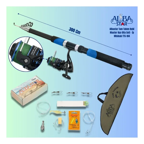 Albastar Tam Takım Hobi Master Kıyı Olta Seti - Ip Misinalı - 300 cm - TTS104 - 300CM