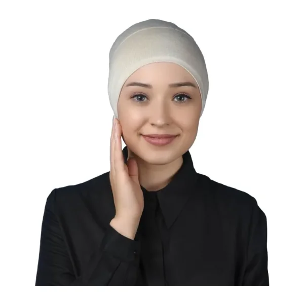 Altobeh Hazır Pratik Geçmeli Uzun Boru Tesettür Bonesi - Krem
