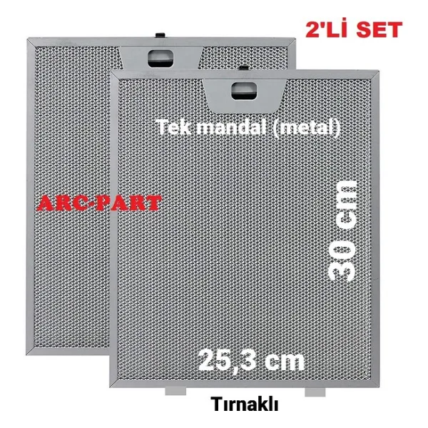 ARC-PART Siemens LC64PCC50T Davlumbaz Alüminyum Filtre -2'li Set - 25,3 x 30 cm