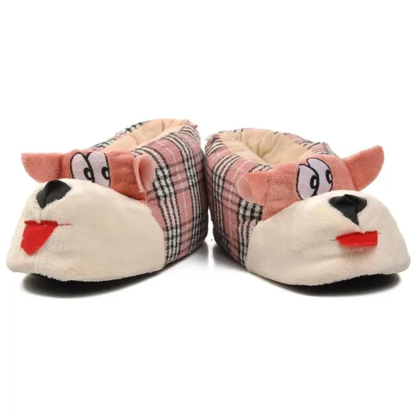 Ayakmod Köpekli Pembe-Bej Kadın Panduf