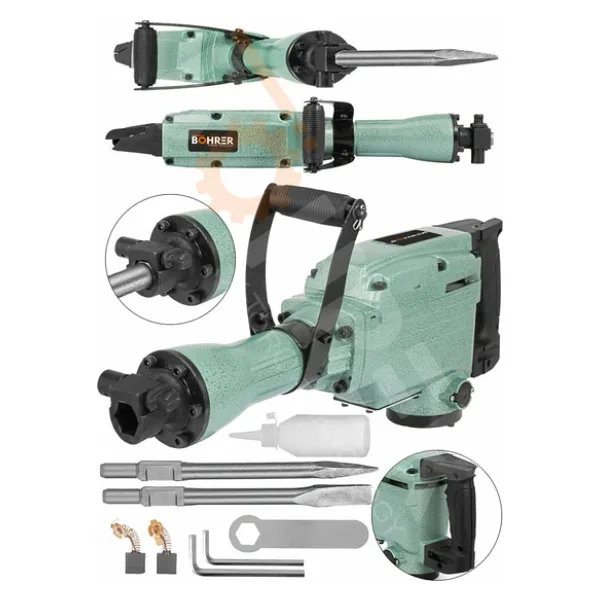 Böhrer 1500W Elektrikli 35J Darbeli Matkap 1700 Rpm Beton Duvar Kırıcı 360 ° Döner Titreşim Korumalı Saplı