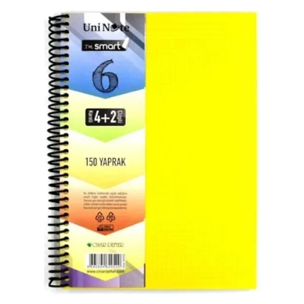 Çınar Bölmeli Defter 4+2 Spiralli 150 Yaprak Ayraçlı Defter