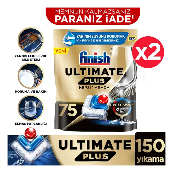 Finish Ultimate Plus Bulaşık Makinesi Tableti 75'li 2 Adet