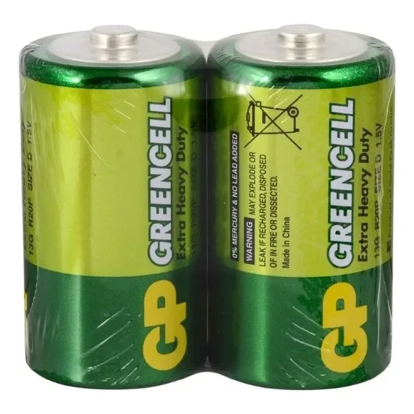 GP GP13G Greencell R20P/1250/D Büyük Boy D Pil 2'li Shrink