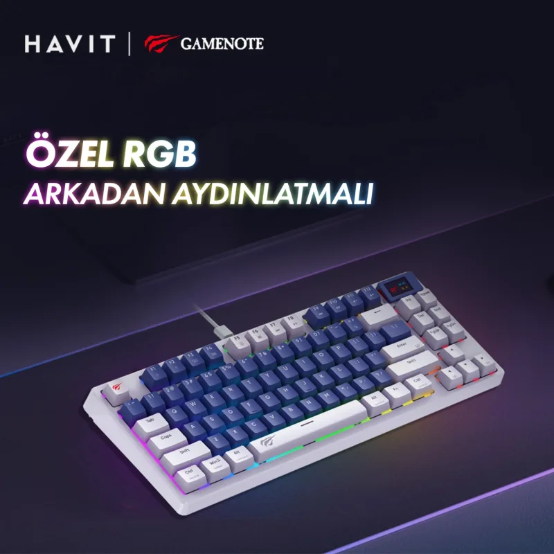 Havit Gamenote Kb884l RGB Tkl Red Switch Kablolu Mekanik Oyuncu Klavyesi - Görsel 3