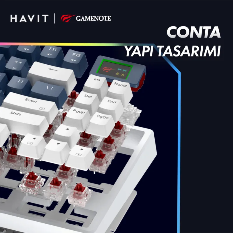 Havit Gamenote Kb884l RGB Tkl Red Switch Kablolu Mekanik Oyuncu Klavyesi - Görsel 4
