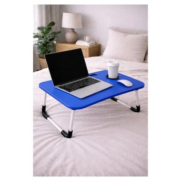 Hodbehod Laptop Sehpası Masası Katlanabilir Yatak Koltuk Üstü Kahvaltı Bilgisayar Sehpası - 60CMX40CMX27CM - Mavi