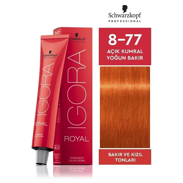 Igora Royal 8.77 Yoğun Bakır Açık Kumral Saç Boyası