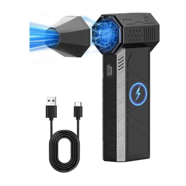 Işıklı Mini Turbo Jet Fan 130000RPM Kablosuz Toz ve Hava Üfleyici - Pc Klavye, Araba Temizleme Aracı - Siyah