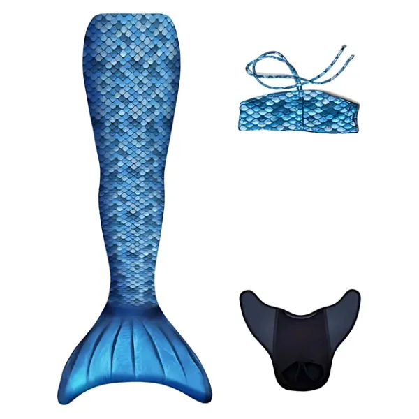 Kuaki Mermaids Deniz Kızı 3'lü Takım Bikini Kostüm Seti Blue