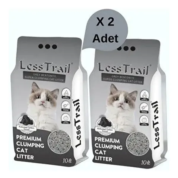 Less Trail Aktif Karbonlu 10 lt 2'li Bentonit Kedi Kumu