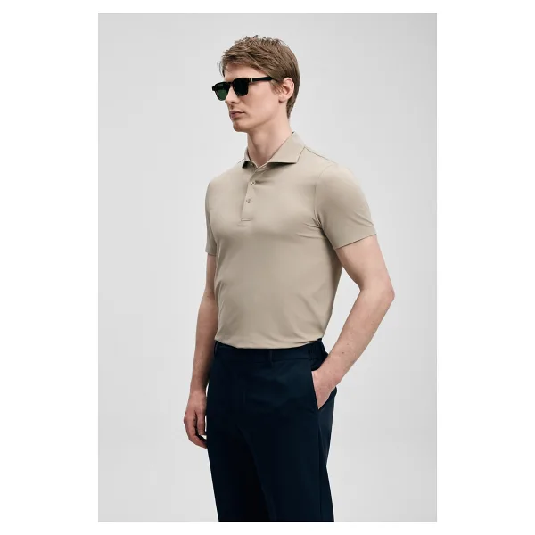 Lufian Spencer Hi-Tech Performance Toprak Kısa Kollu Polo Yaka Erkek Tişört