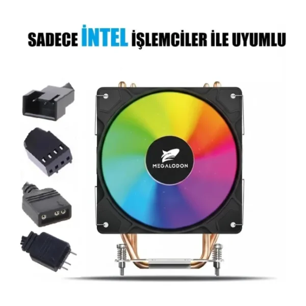 MEGALODON TW120 6 Bakır Borulu ARGB Kule Tipi İşlemci Soğutucu Cpu Fanı Sadece İntel İşlemciler İçin