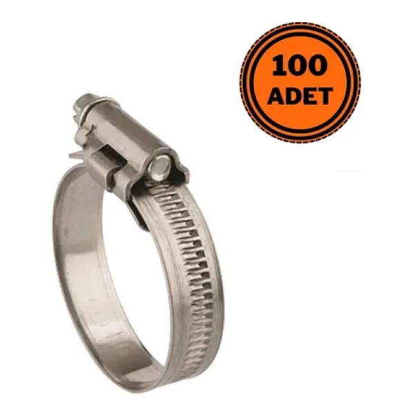 Mikalor 100 Adet W2 Hortum Kelepçesi 25-40 Mm Paslanmaz Renksiz