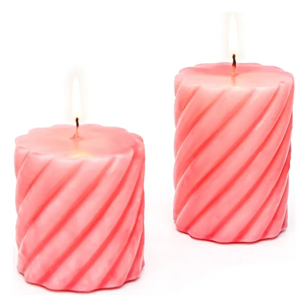 Missi Pembe 2Lİ Spiral Blok Mum Seti
