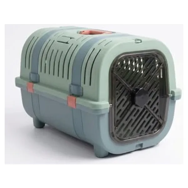 Orret Home Kedi Taşıma Çantası Plastik Kafes Kilitlenebilir Kapaklı Havalı Taşıma Kabı Kedi Köpek Taşıma Box Güvenli Pet Taşıma Kafesi Seyahat Çantası (Yeşil-Mavi)