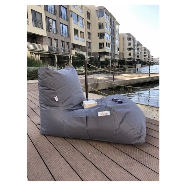 Pufumo Daybed Armut Koltuk Gri Polyester 75 cm Sırt Yüksekliği 30 cm Oturum Yüksekliği