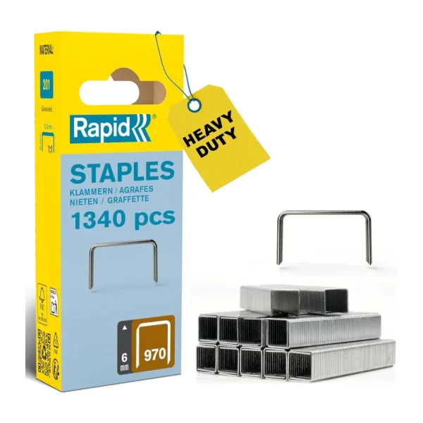 Rapid Zımba teli Tip 970, 6 mm zımba, 1.344 adet, Black & Decker el ve elektrikli zımba makineleri için düz tel kıskaçlar