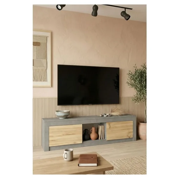 Robin Home Tv Ünitesi Tv Sehpası 160CM Keçe-Beton DG12 - Gri
