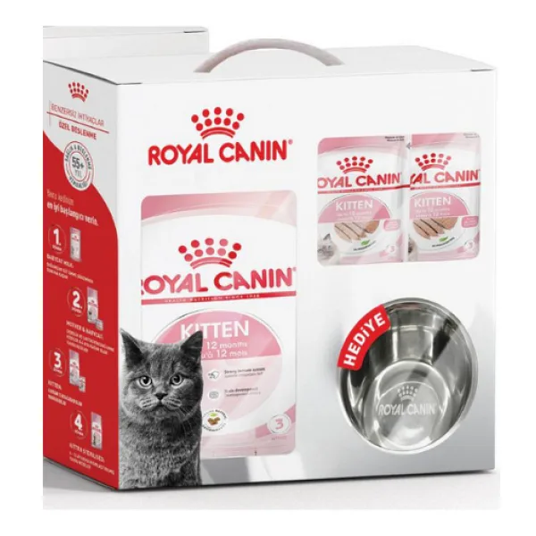 Royal Canin Kitten Yavru Kedi Maması 2 Kg Ve 6 Adet Yaş Mama + Mama Kabı Hediyeli