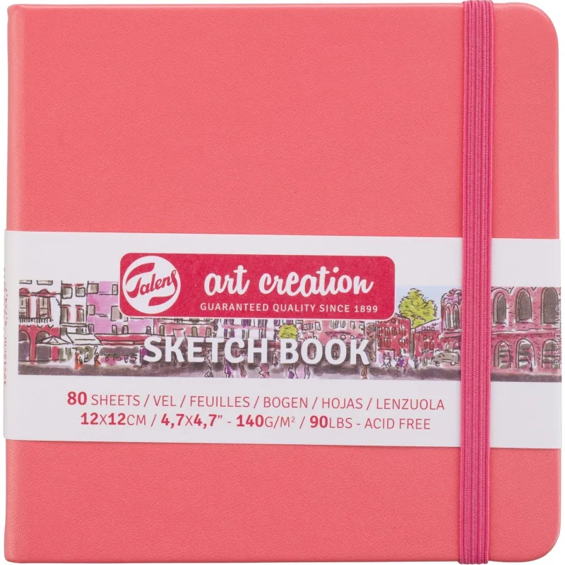 Talens Sketchbook Sert Kapak Eskiz Çizim Defteri 12 x 12 cm 140 gr 80 Yaprak Pastel Coral - Pembe